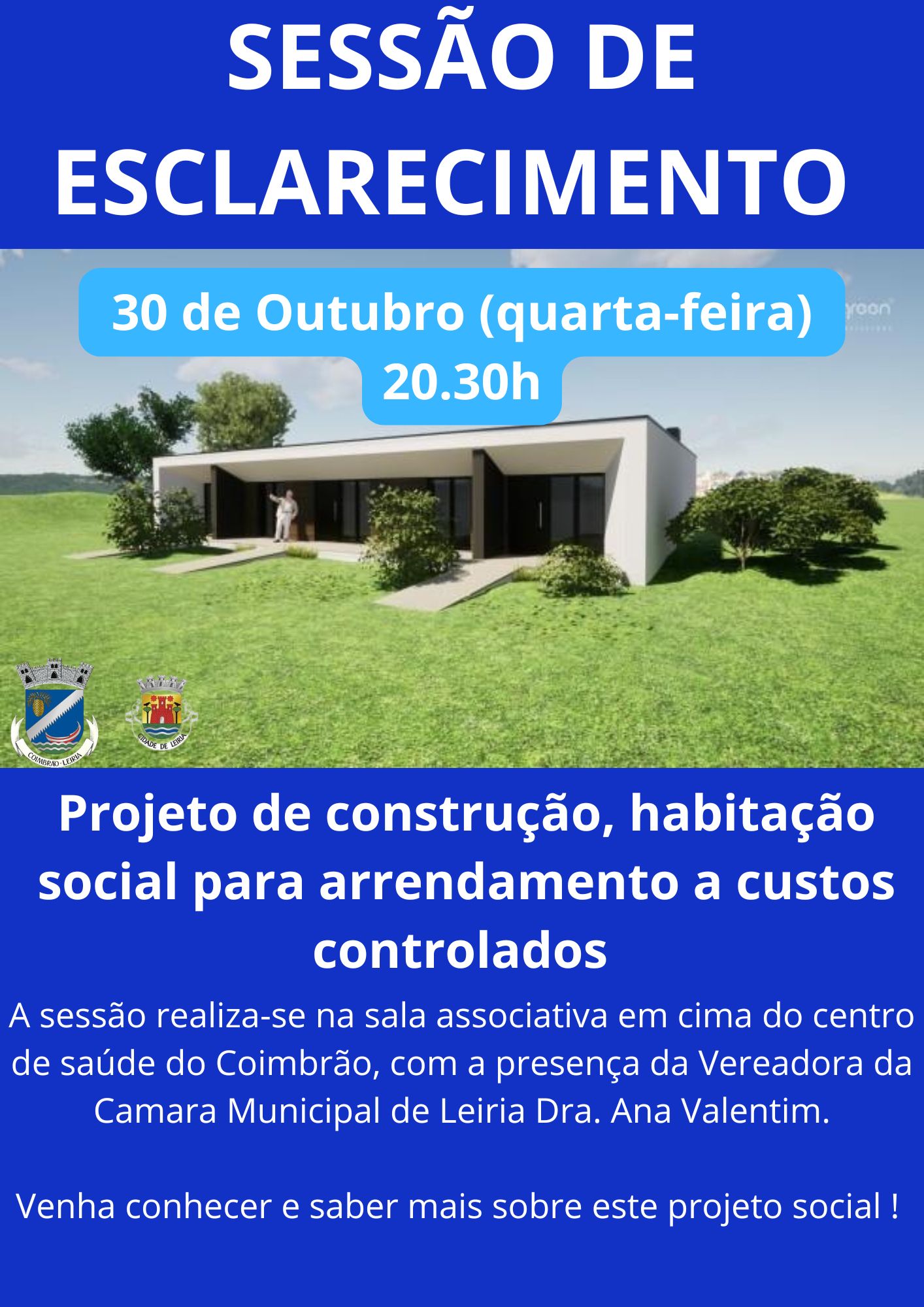Imagem Sessão de esclarecimento projeto de habitação social para arrendamento a custos controlados, 30 de outubro 20.30h